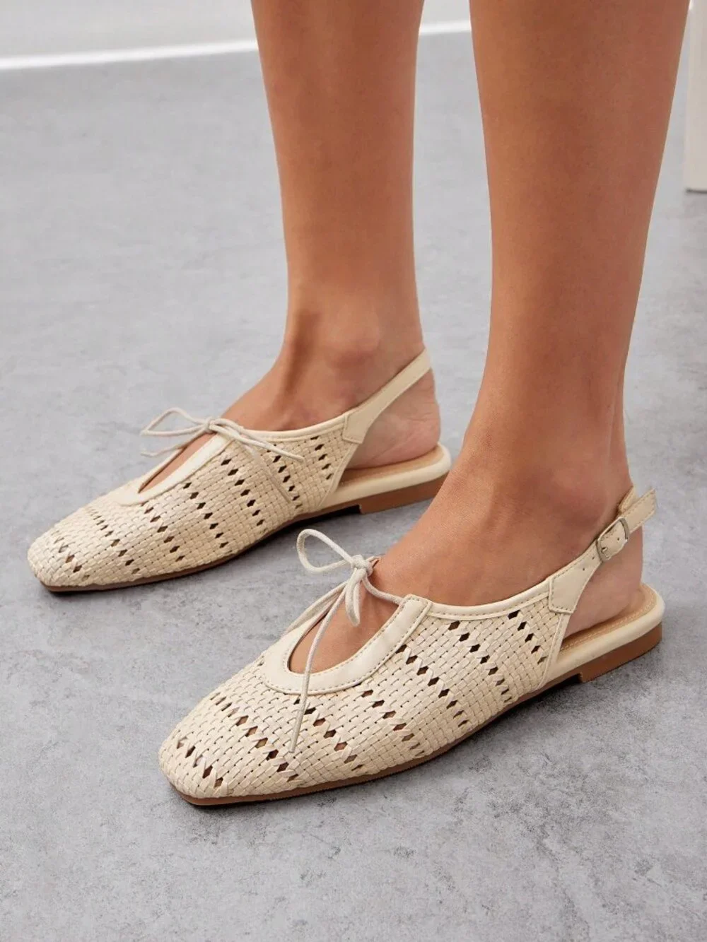 Beige Trendy Casual Women's Hollow Flat Shoes